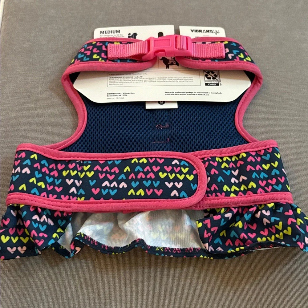 NWT Lot of 2x [Vibrant Life] Girly Dog Ruffle Heart Harness & Bandanna Sz Medium